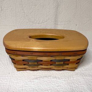 Longaberger 1998 Shades of Autumn Tissue Basket, Woodcrafts Tissue Lid and Plast